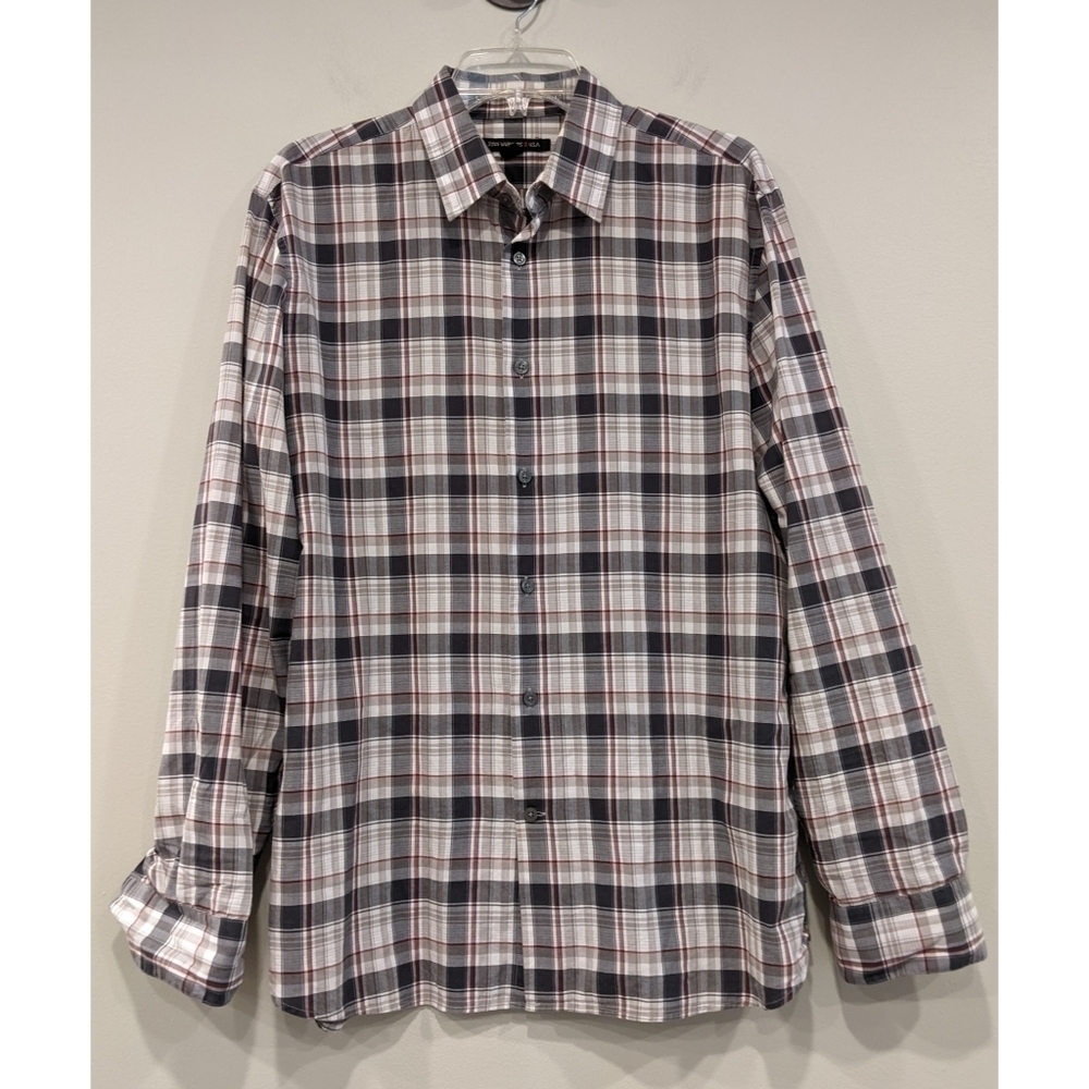 John Varvatos Plaid Long Sleeve Button Down Shirt Size Medium